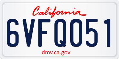CA license plate 6VFQ051