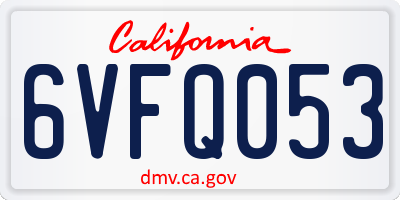 CA license plate 6VFQ053