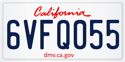 CA license plate 6VFQ055