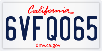 CA license plate 6VFQ065
