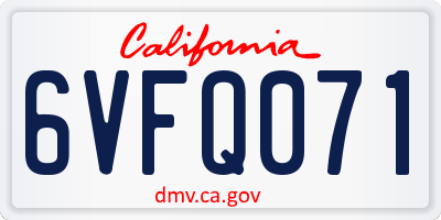 CA license plate 6VFQ071