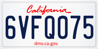 CA license plate 6VFQ075