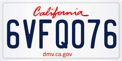 CA license plate 6VFQ076