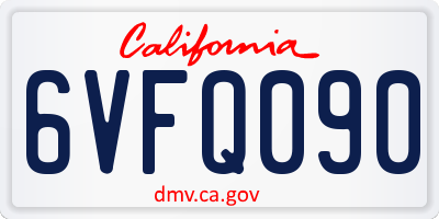 CA license plate 6VFQ090