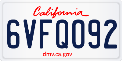 CA license plate 6VFQ092