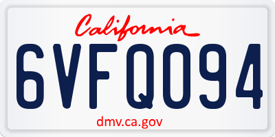 CA license plate 6VFQ094