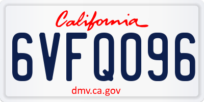 CA license plate 6VFQ096