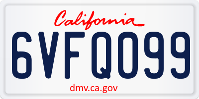 CA license plate 6VFQ099