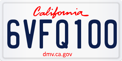 CA license plate 6VFQ100