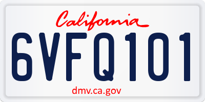 CA license plate 6VFQ101