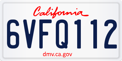 CA license plate 6VFQ112