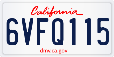 CA license plate 6VFQ115