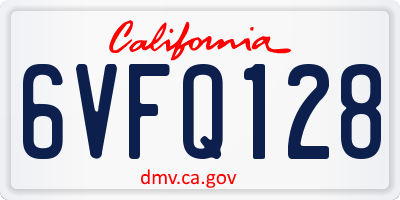 CA license plate 6VFQ128