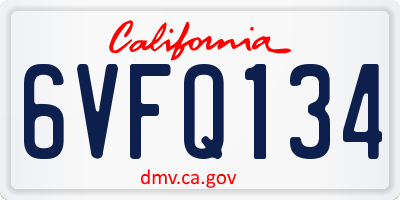 CA license plate 6VFQ134