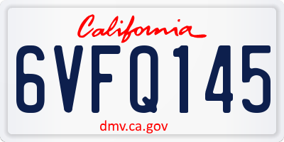 CA license plate 6VFQ145