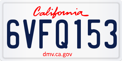 CA license plate 6VFQ153