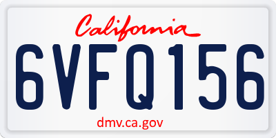 CA license plate 6VFQ156