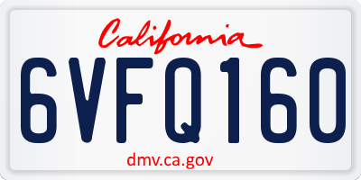 CA license plate 6VFQ160