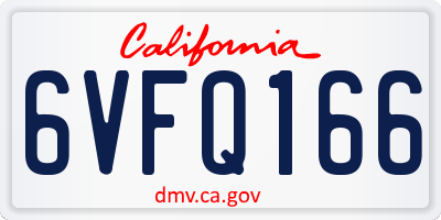 CA license plate 6VFQ166