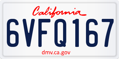 CA license plate 6VFQ167