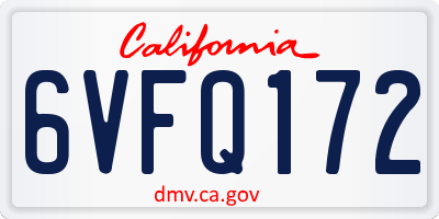 CA license plate 6VFQ172