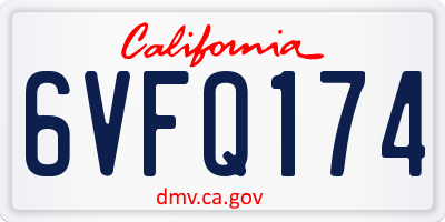 CA license plate 6VFQ174