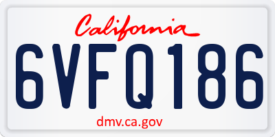 CA license plate 6VFQ186