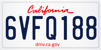 CA license plate 6VFQ188