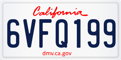 CA license plate 6VFQ199