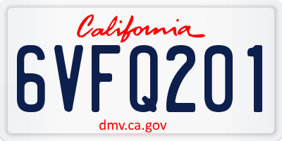 CA license plate 6VFQ201