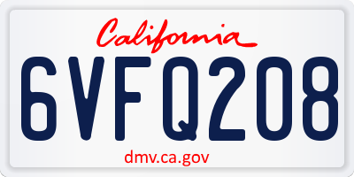 CA license plate 6VFQ208