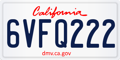 CA license plate 6VFQ222
