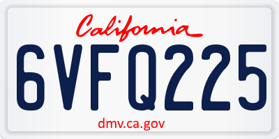 CA license plate 6VFQ225