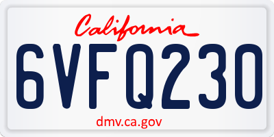 CA license plate 6VFQ230