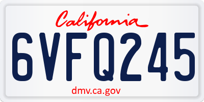 CA license plate 6VFQ245