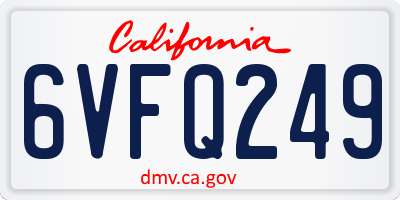 CA license plate 6VFQ249
