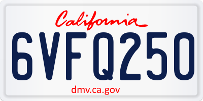 CA license plate 6VFQ250