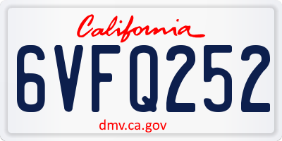 CA license plate 6VFQ252