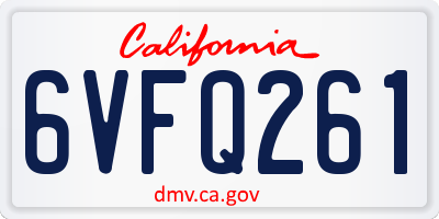 CA license plate 6VFQ261