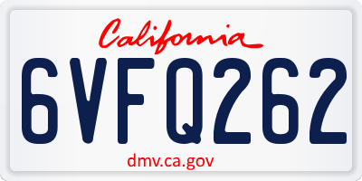 CA license plate 6VFQ262