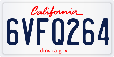 CA license plate 6VFQ264