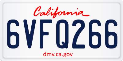 CA license plate 6VFQ266