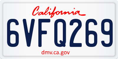 CA license plate 6VFQ269