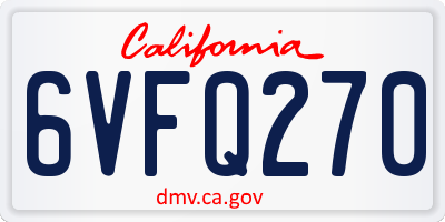 CA license plate 6VFQ270