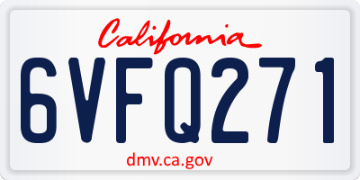 CA license plate 6VFQ271