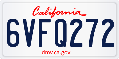 CA license plate 6VFQ272