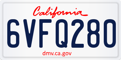 CA license plate 6VFQ280