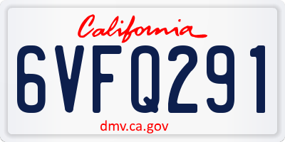 CA license plate 6VFQ291