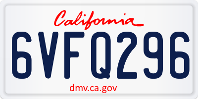CA license plate 6VFQ296