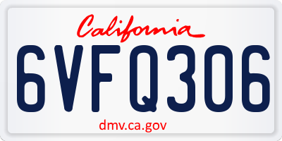 CA license plate 6VFQ306